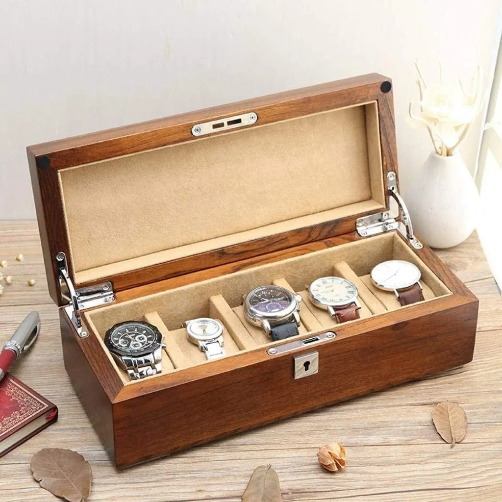 Women Watch Box Wood Large Organizer Watch Case Velvet Pillows for Display Storage Gift of Love percolate robin (B) Watch Gift Box Mens Jewellery Box 