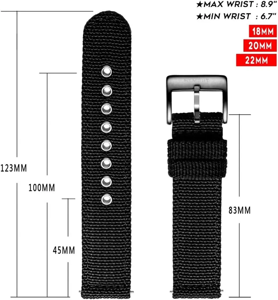 Womens 18mm/20mm/22mm/24mm Canvas Watch Bands with Quick Release Pin convenience pyramid puncture acreage eccentric statue Waterproof Military Watch Strap Universal Strap,Men and 