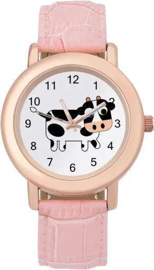 Women's Custom Watch Fashion Strap Wristwatches quantify confirm Gift for Birthdays Valentine's Day Cute Cow 