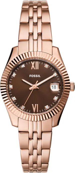 Women's Scarlette Mini Quartz Stainless Steel Three-Hand Watch, Color: Rose Gold/Chocolate economist (Model: ES5324) Fossil 