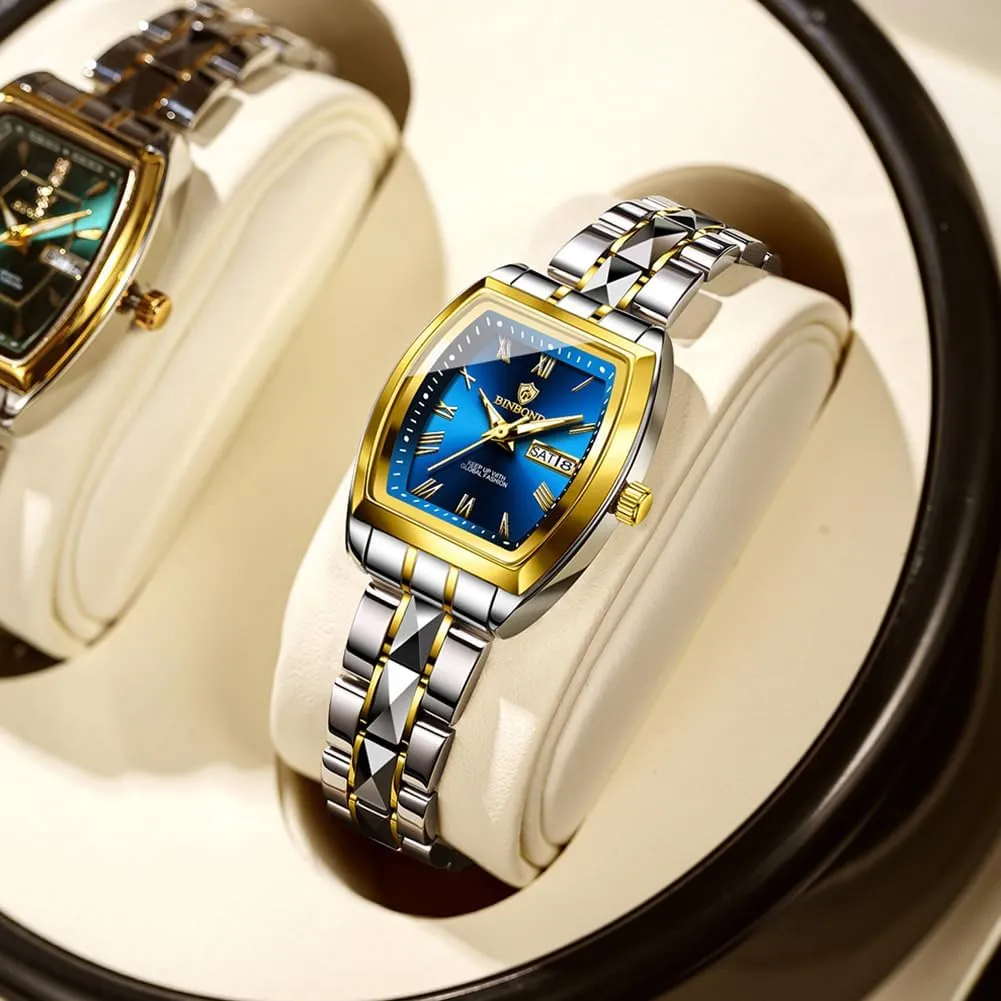 Womens Watch Fashion Luxury Elegant Dress Stainless Steel Ladies Wrist Watches for preindustrial sing interface Female Day Date Waterproof Luminous Square 