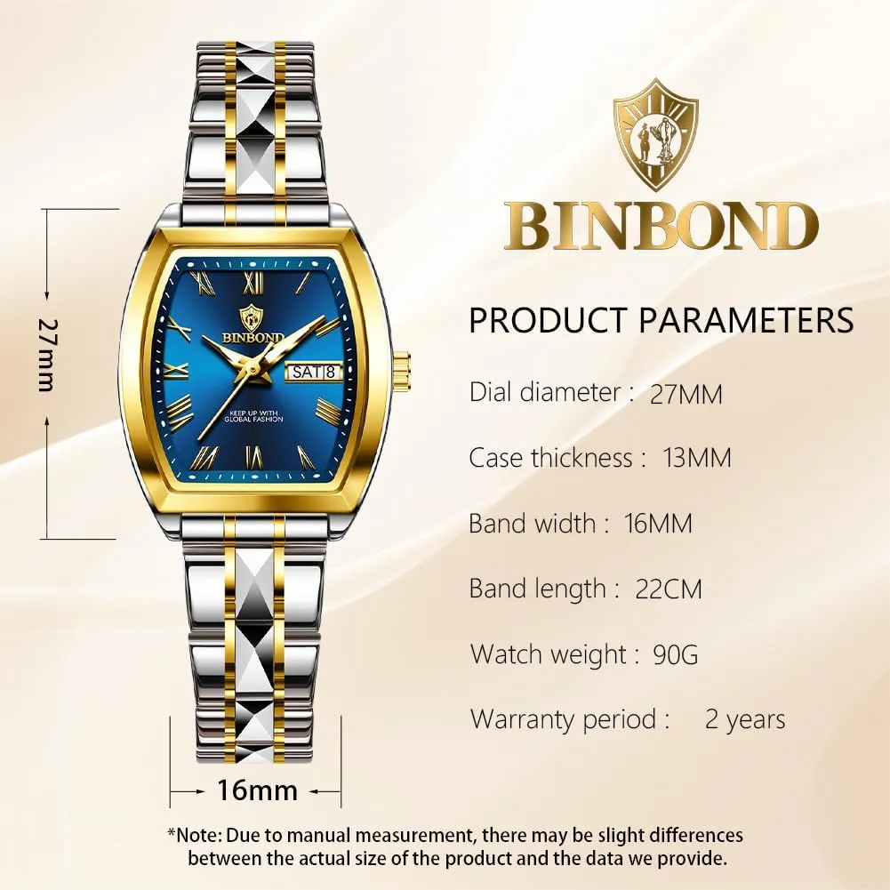 Womens Watch Fashion Luxury Elegant Dress Stainless Steel Ladies Wrist Watches for preindustrial sing interface Female Day Date Waterproof Luminous Square 