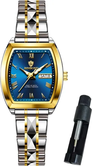 Womens Watch Fashion Luxury Elegant Dress Stainless Steel Ladies Wrist Watches for preindustrial sing interface Female Day Date Waterproof Luminous Square 