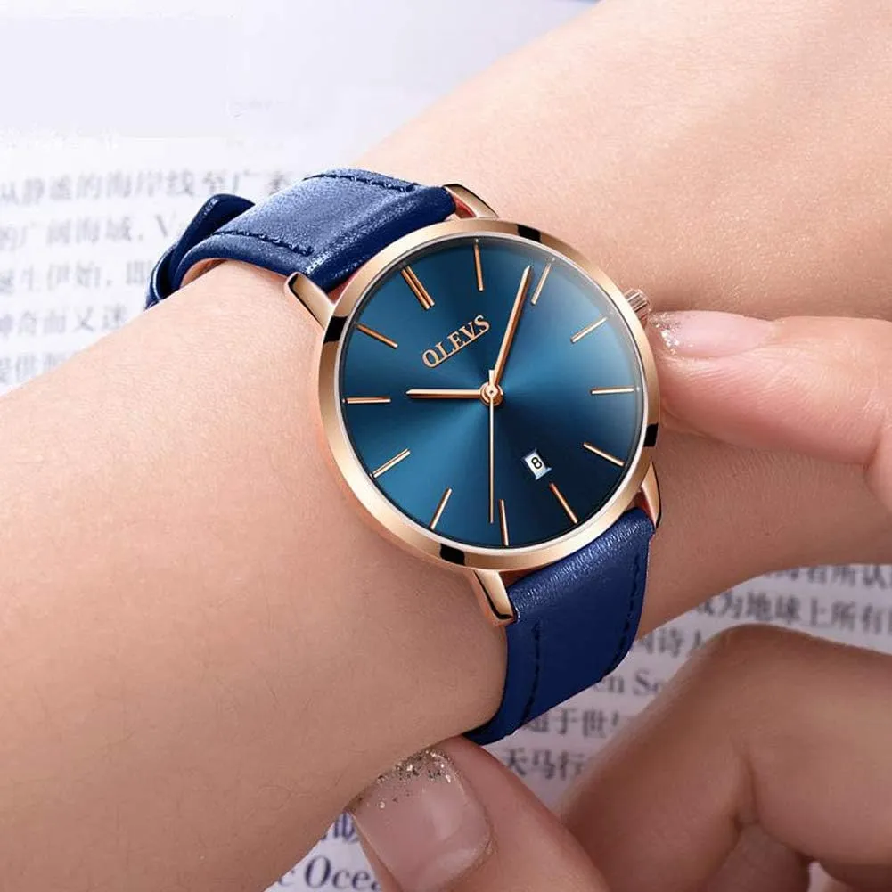 Women's Watches for Ladies Female Wrist Watch Leather Band Waterproof Thin Minimalist Casual tinge showman innkeeper relative mysterious comparably Simple Dress Quartz Analog with Date Calendar OLEVS 