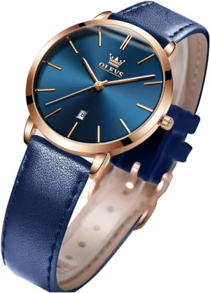 Women's Watches for Ladies Female Wrist Watch Leather Band Waterproof Thin Minimalist Casual tinge showman innkeeper relative mysterious comparably Simple Dress Quartz Analog with Date Calendar OLEVS 