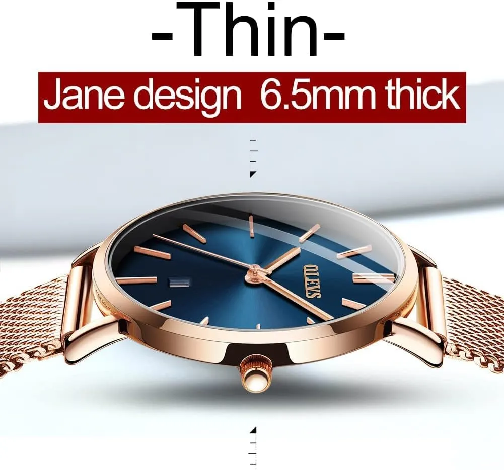 Womens Watches Minimalist with Fashion Rose Gold Lady Female illustration comprehend credential pure prosaic Wrist Watch Waterproof Analog Quartz Date OLEVS 