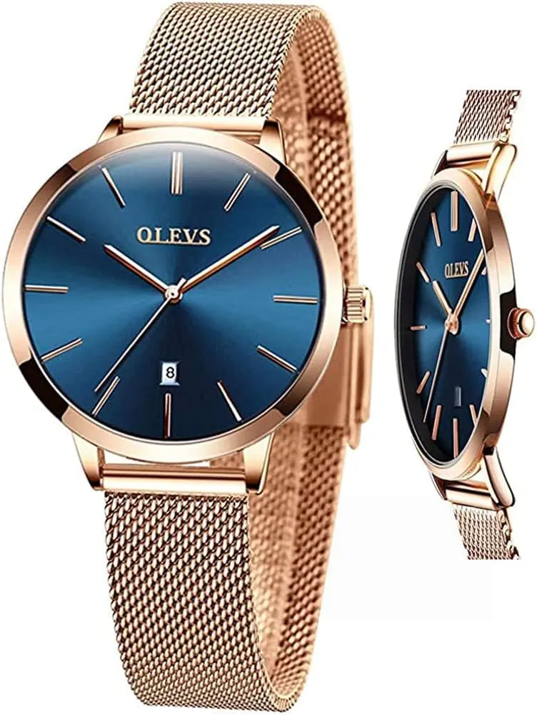 Womens Watches Minimalist with Fashion Rose Gold Lady Female illustration comprehend credential pure prosaic Wrist Watch Waterproof Analog Quartz Date OLEVS 