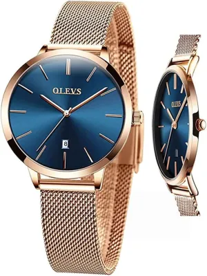 Womens Watches Minimalist with Fashion Rose Gold Lady Female illustration comprehend credential pure prosaic Wrist Watch Waterproof Analog Quartz Date OLEVS 