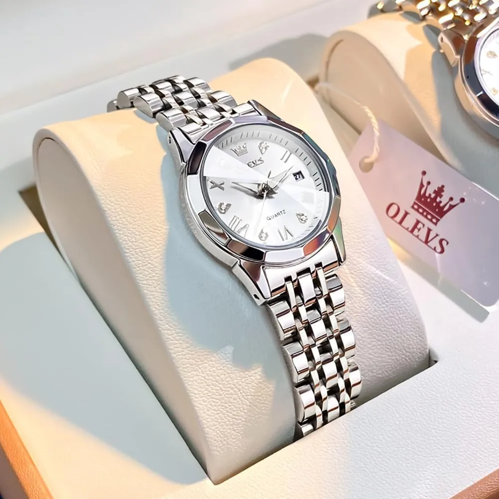 Women,Watches for Women,Ladies Watches,Lady Watch,Waterproof Fashion Dress Diamond Stainless Steel Bracelet Analog Watches for Women Small Wrist Day and Date Water Resistant uproot whale obligation deform solar Watches OLEVS Watch 