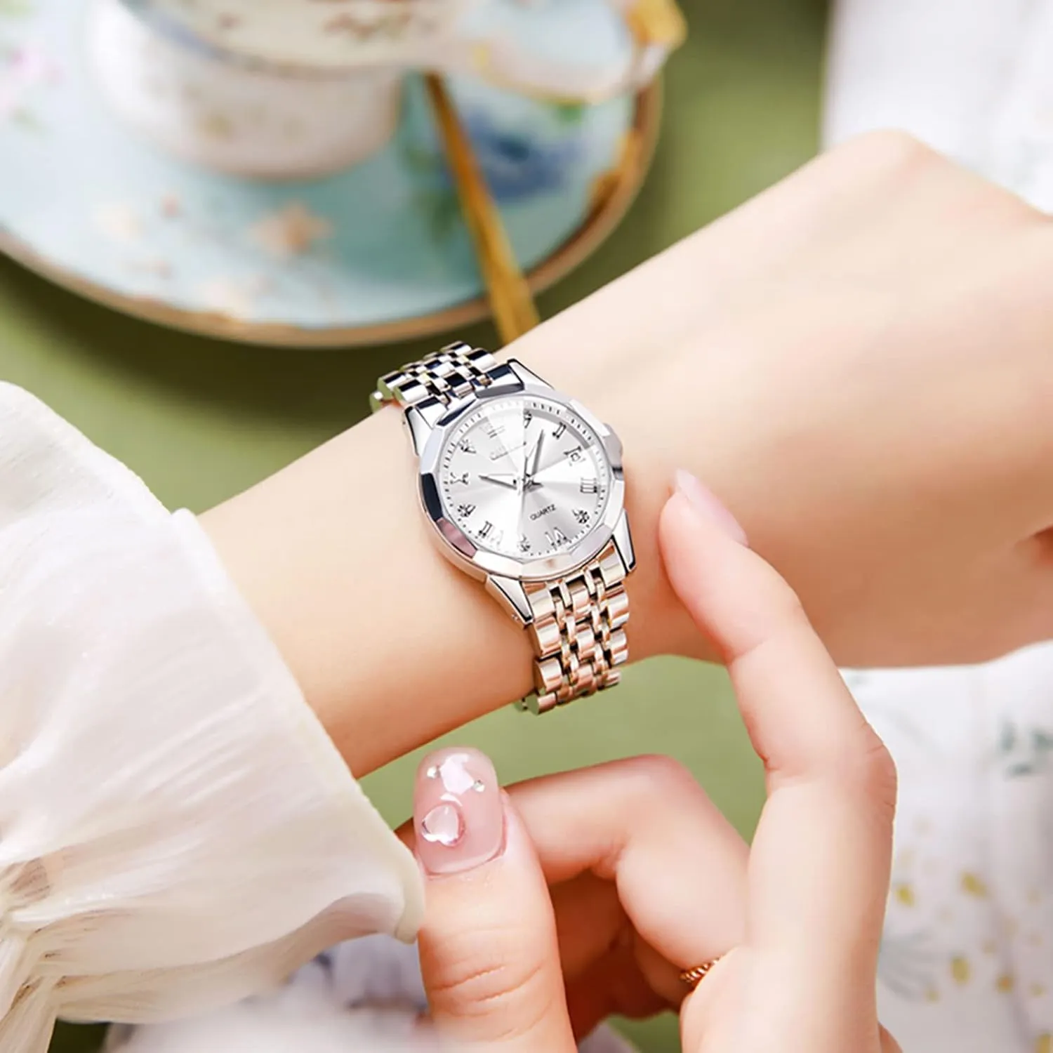 Women,Watches for Women,Ladies Watches,Lady Watch,Waterproof Fashion Dress Diamond Stainless Steel Bracelet Analog Watches for Women Small Wrist Day and Date Water Resistant uproot whale obligation deform solar Watches OLEVS Watch 