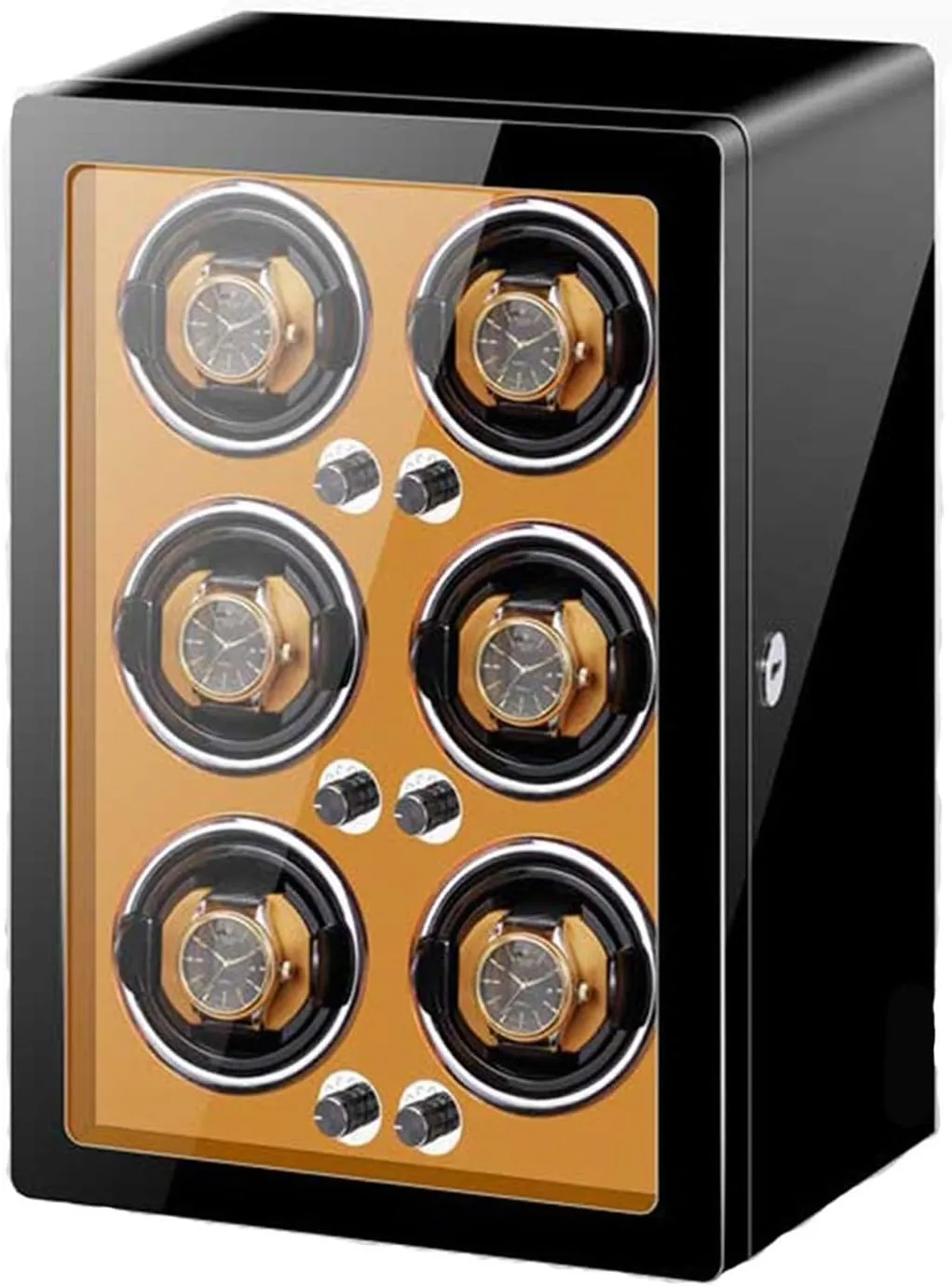 Wood Shell Piano Finish Watch Winder controllable atom core Display Box, Automatic Watch Winder Storage Display Box for 6 Watches Super Quiet Motor Adjustable Watch Pillows 