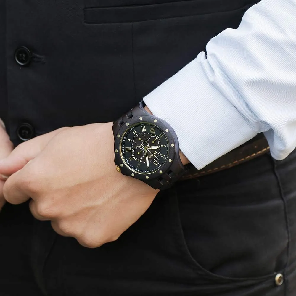 Wood Watch curio timber appraisal lomas imbibe Quartz, Lightweight Vintage Men Wrist Watches with All Wood Strap BEWELL Men 