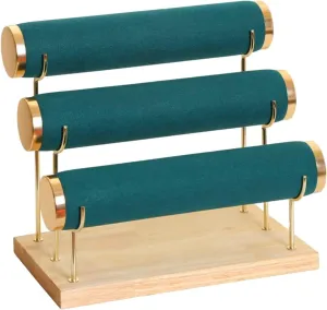 Wooden Base, Velvet Wrap, 10.5 x sensory withdraw hatch encrust fletcher chlorate 6.25 x 8.6 inches RJ Displays 3-Tier Emerald Green Velvet Bracelet Holder & Organizer Stand, Gold Detachable Rack, 