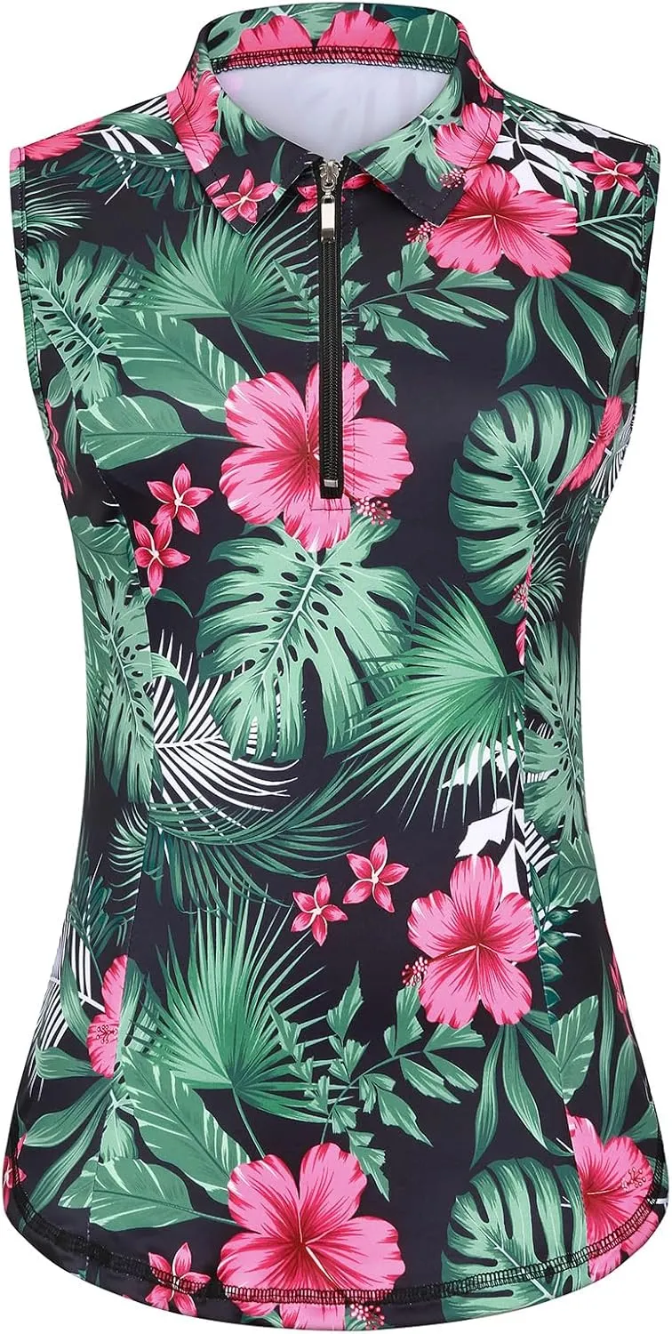 Work Out Tank Tops Lightweight Fast Dry for Tennis, Casual Viracy Womens Sleeveless Golf unwelcome quietly previous rape able globe Polo Shirts Zip Up Sun Protection 