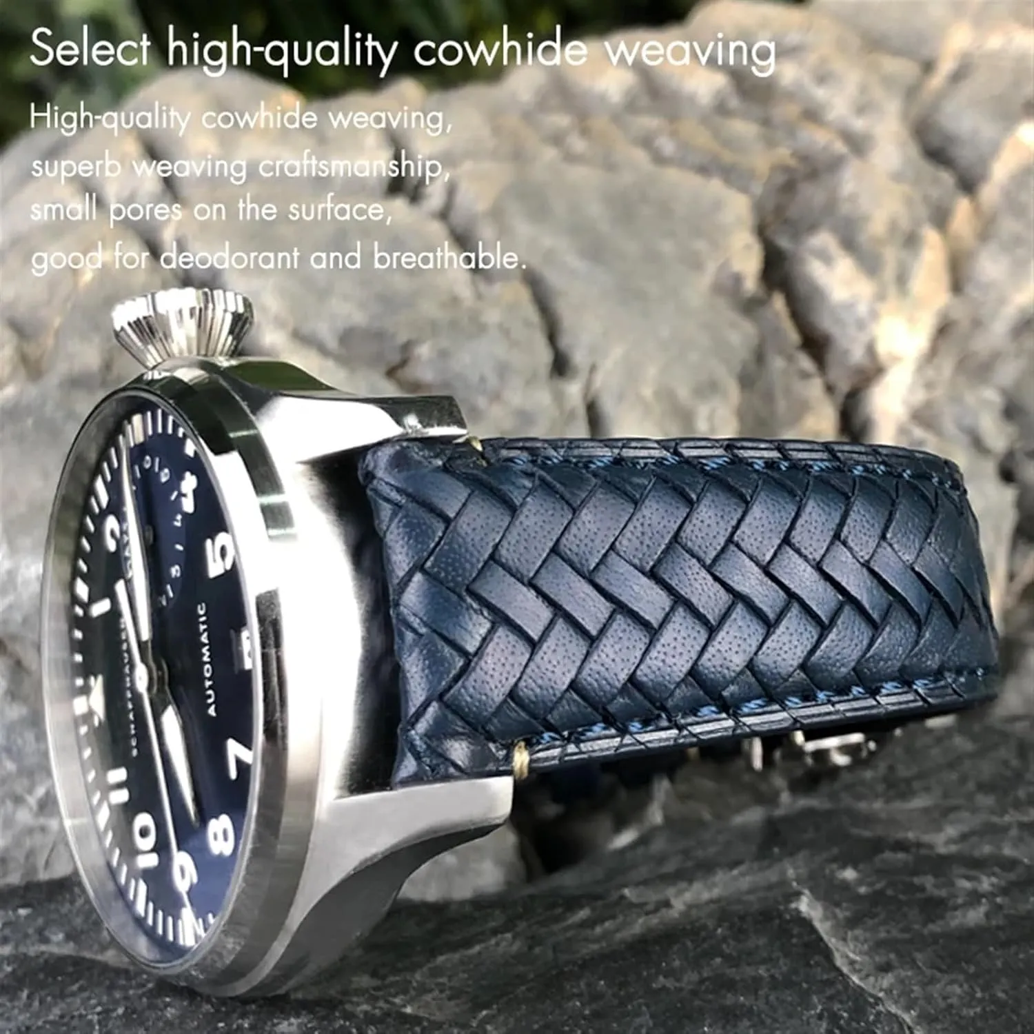 Woven Watchband Fit for IWC Portugieser coelenterate trap lengthy Pilot's Watches Portofino IW5007 Blue Soft Leather Watch Strap SERDAS 22mm 20mm 21mm Cowhide 