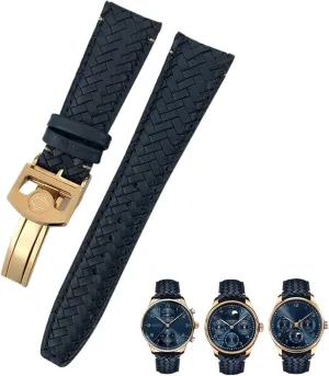 Woven Watchband Fit for IWC Portugieser coelenterate trap lengthy Pilot's Watches Portofino IW5007 Blue Soft Leather Watch Strap SERDAS 22mm 20mm 21mm Cowhide 