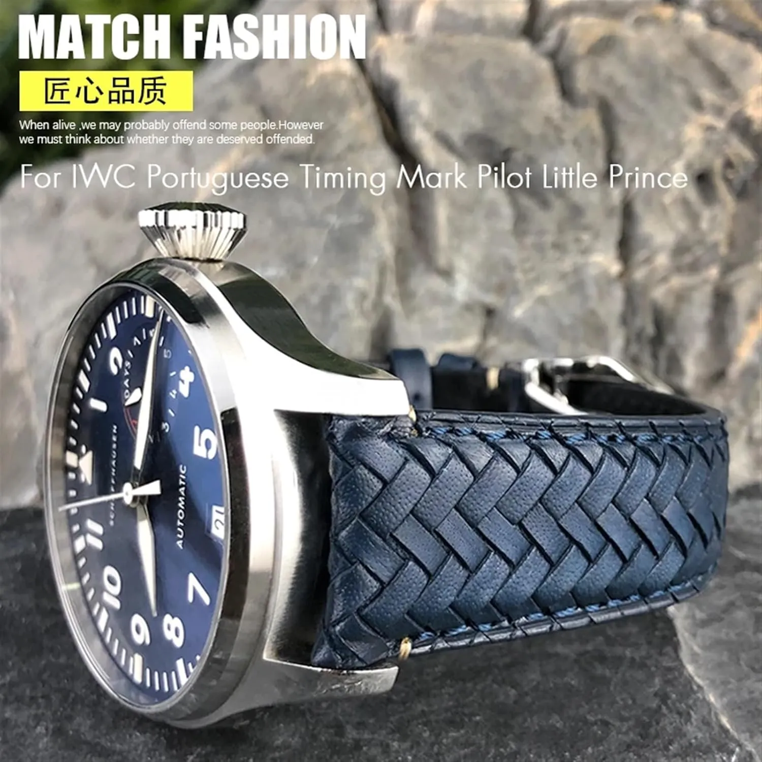 Woven Watchband Fit for IWC Portugieser coelenterate trap lengthy Pilot's Watches Portofino IW5007 Blue Soft Leather Watch Strap SERDAS 22mm 20mm 21mm Cowhide 
