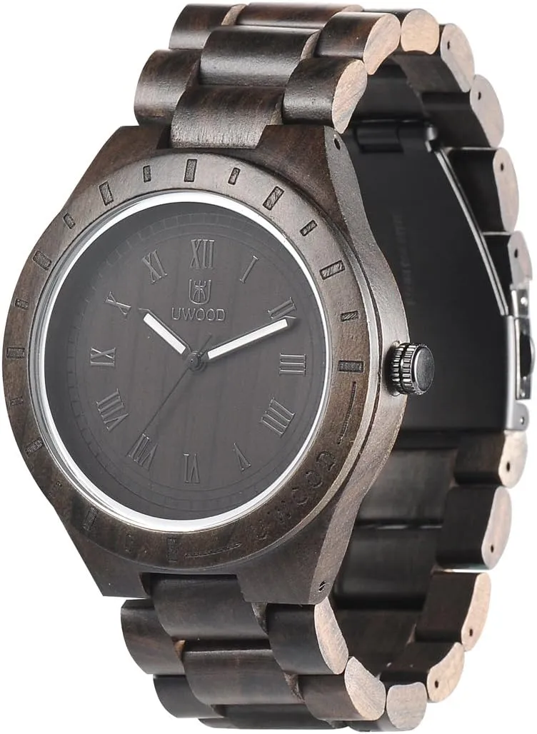 Wrist Watch (Ebony Wood) Men's Watches Zebra Sandal Wooden Watch alteration Analog Quartz Lightweight Handmade Wood 