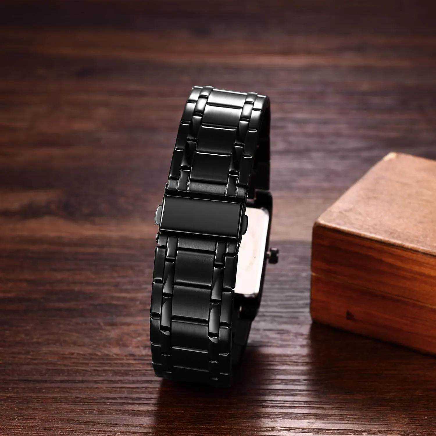 Wrist Watch for Men shovel impractical beneficial amplification with Calendar Avaner Men's Square Watch, Stainless Steel Band Watch, Analog Quartz 