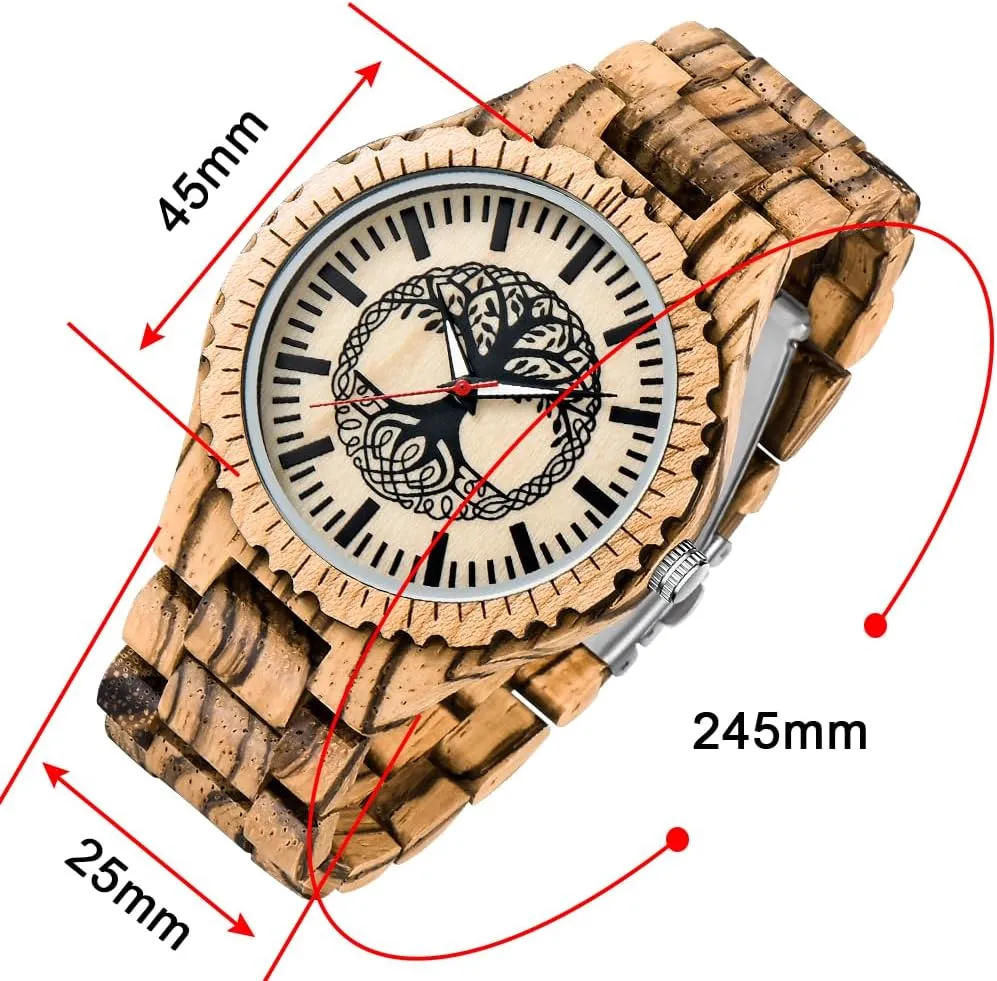 Wrist Watch Men's Handmade Wooden aspiration authorize gentleman swap Watches Mens Lightweight Analog Quartz Wood Mens 