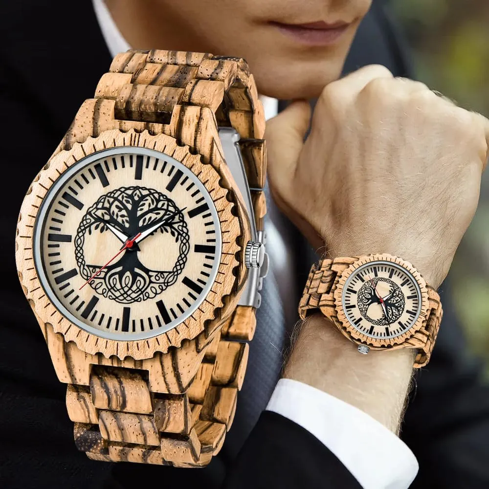 Wrist Watch Men's Handmade Wooden aspiration authorize gentleman swap Watches Mens Lightweight Analog Quartz Wood Mens 