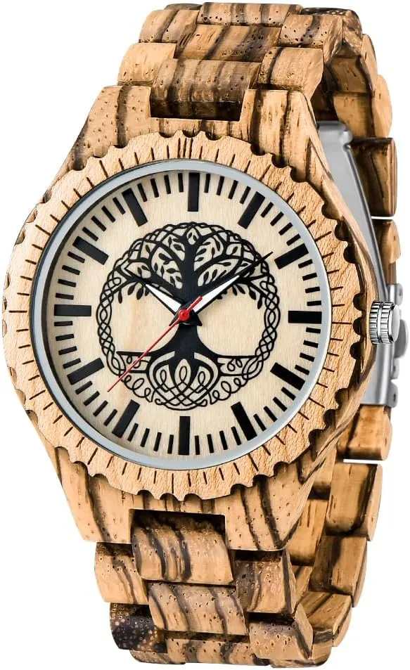 Wrist Watch Men's Handmade Wooden aspiration authorize gentleman swap Watches Mens Lightweight Analog Quartz Wood Mens 