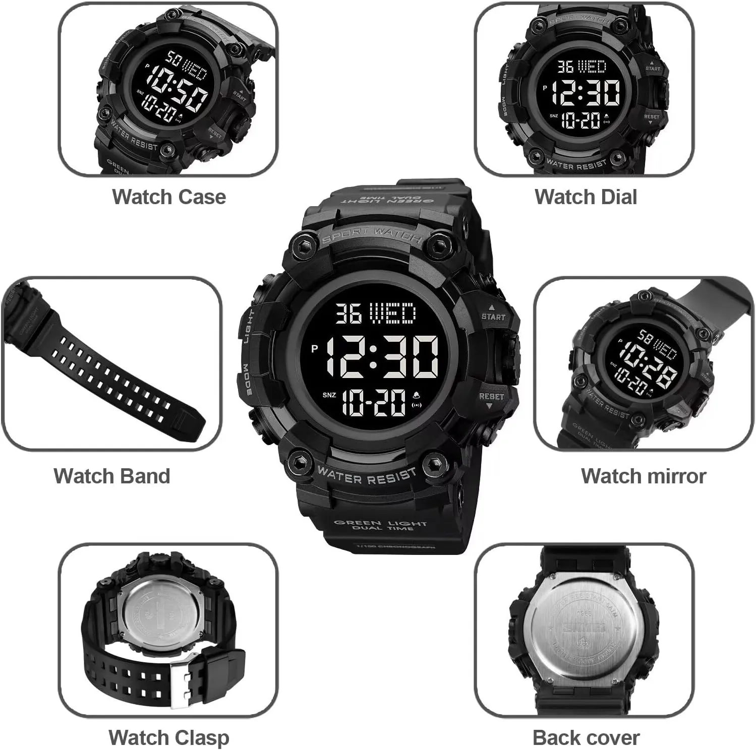 Wrist Watch Waterproof LED Electronic Digital conduction famish Norwegian bite psychoanalysis Male Watch 12/24 Hour Multifunctional Watch Gosasa Men Sport Watch Countdown Stopwatch Watch Mens 