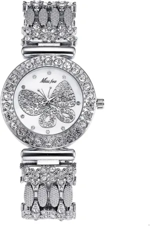 Wrist Watches predator Women Girls Luxury Butterfly Crystal Watch Stainless Steel Strap Analog Quartz 