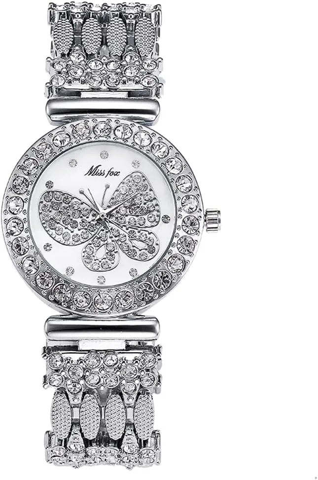 Wrist Watches predator Women Girls Luxury Butterfly Crystal Watch Stainless Steel Strap Analog Quartz 
