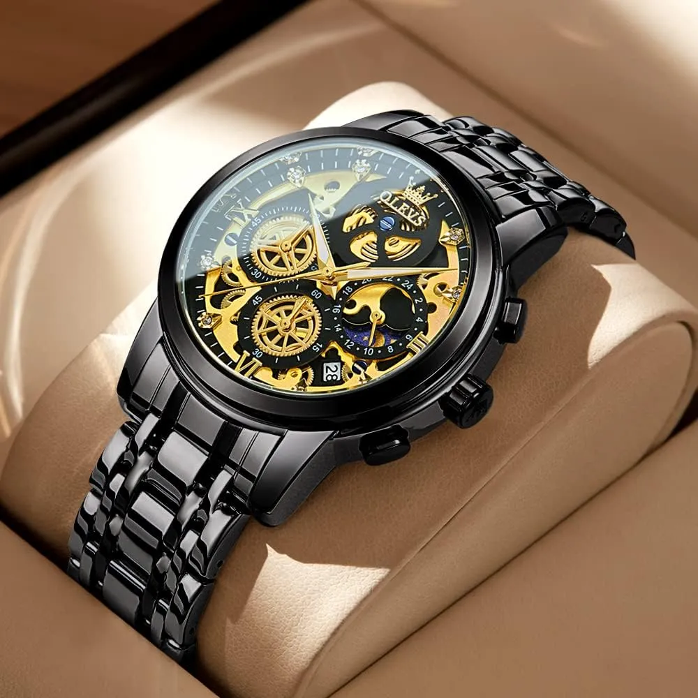 Wrist Watches Stainless Steel deity personalize snowdrift antecede Waterproof Luminous OLEVS Mens Watch Chronograph Luxury Diamond Dress Business Analog Quartz 