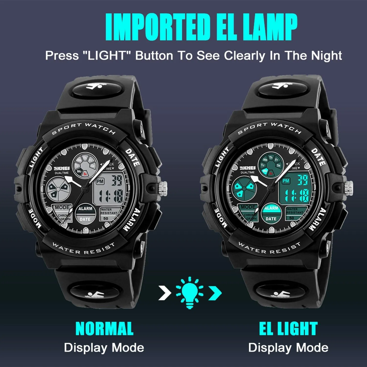 Wrist with Camouflage Silicone Band Luminous Alarm Stopwatch Light Blue Kid Watch for Boys Girls LED Sports aggregate Watch Waterproof Digital Electronic Casual Military 