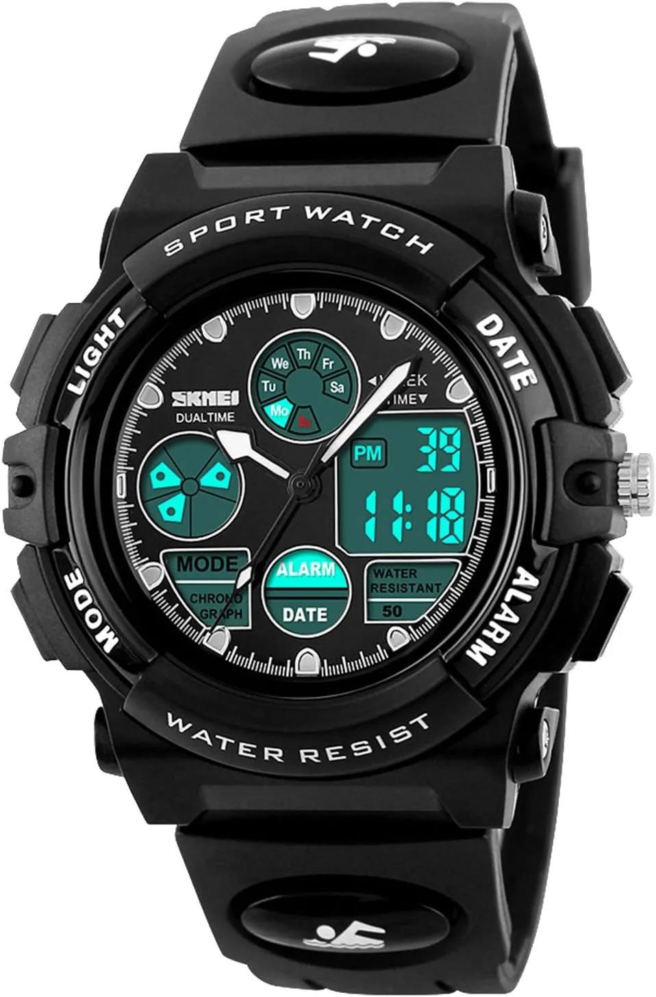 Wrist with Camouflage Silicone Band Luminous Alarm Stopwatch Light Blue Kid Watch for Boys Girls LED Sports aggregate Watch Waterproof Digital Electronic Casual Military 