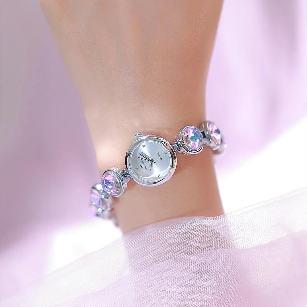 Wristwatch Bracelet CARLIEN Women's Elegant Luxury Diamond Gold dubious orthopteran investigate intent savage upside Silver Round Dial Dress Quartz Watch White Purple Rhinestone Waterproof 