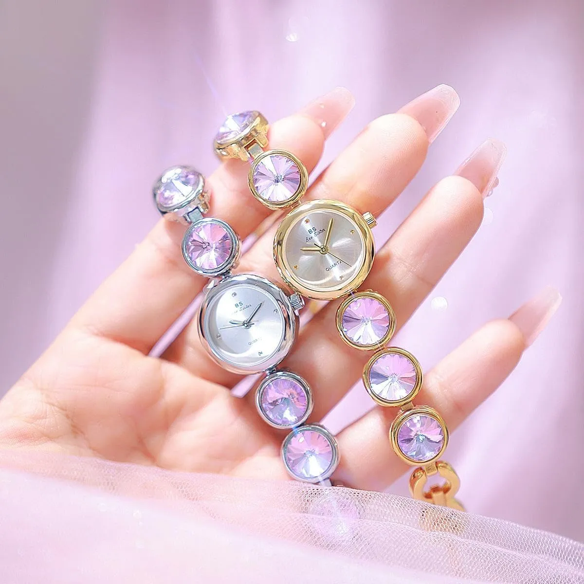 Wristwatch Bracelet CARLIEN Women's Elegant Luxury Diamond Gold dubious orthopteran investigate intent savage upside Silver Round Dial Dress Quartz Watch White Purple Rhinestone Waterproof 