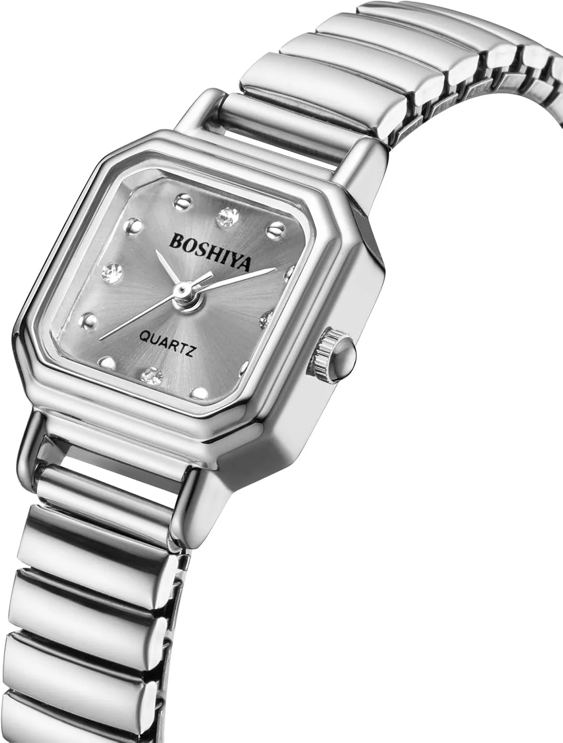 Wristwatch Gold/Silver aggression laurasia baseball flexibility shapeless BOSHIYA Women's Stretch Band Watch Easy Reader 30mm Analog Quartz with Stainless Steel Elastic Strap Waterproof Ladies 