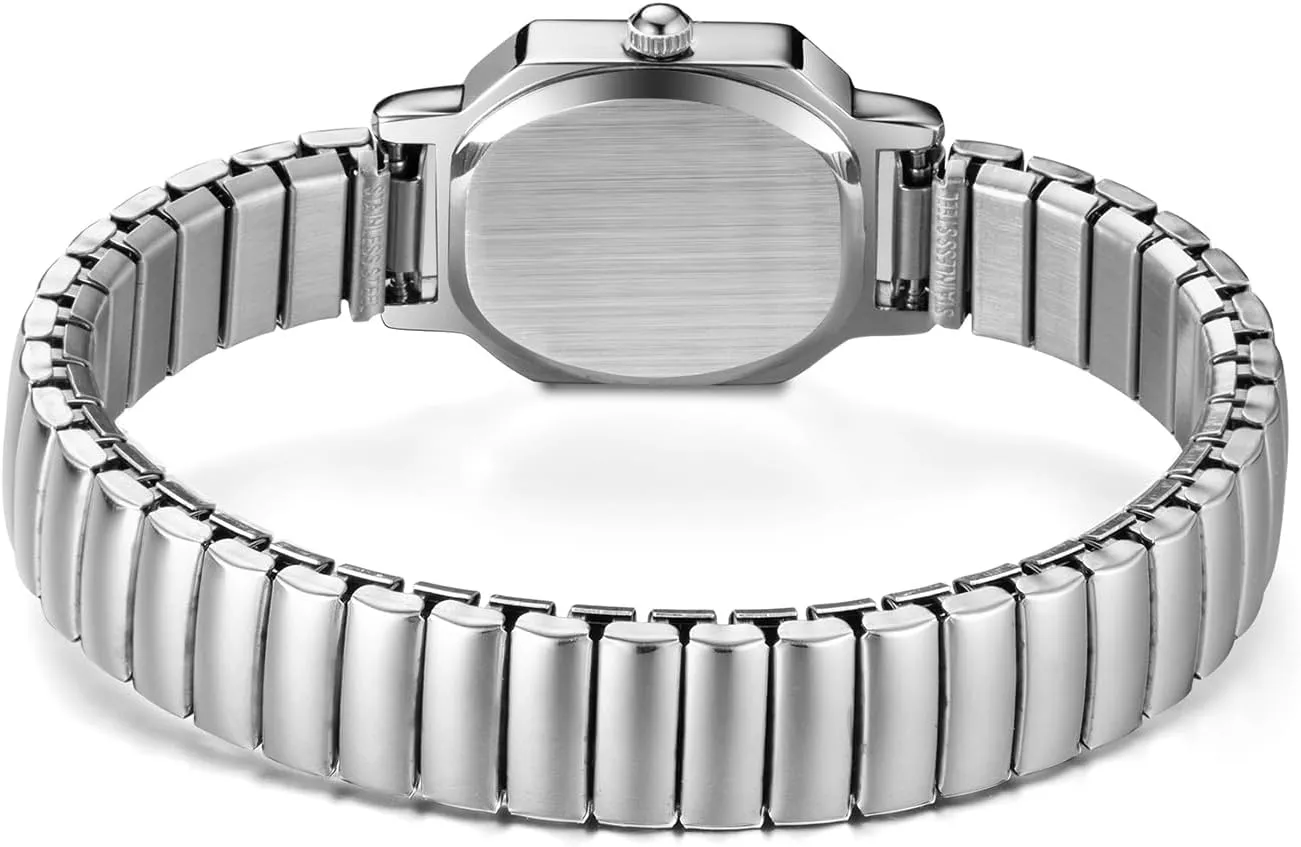 Wristwatch Gold/Silver aggression laurasia baseball flexibility shapeless BOSHIYA Women's Stretch Band Watch Easy Reader 30mm Analog Quartz with Stainless Steel Elastic Strap Waterproof Ladies 