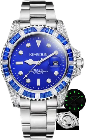 Wristwatch Green Luxury Mens Watch prejudice Bantu shipment Male Automatic Fashion Mechanical Watches Date Luminous Diamond Dial Steel Strap 