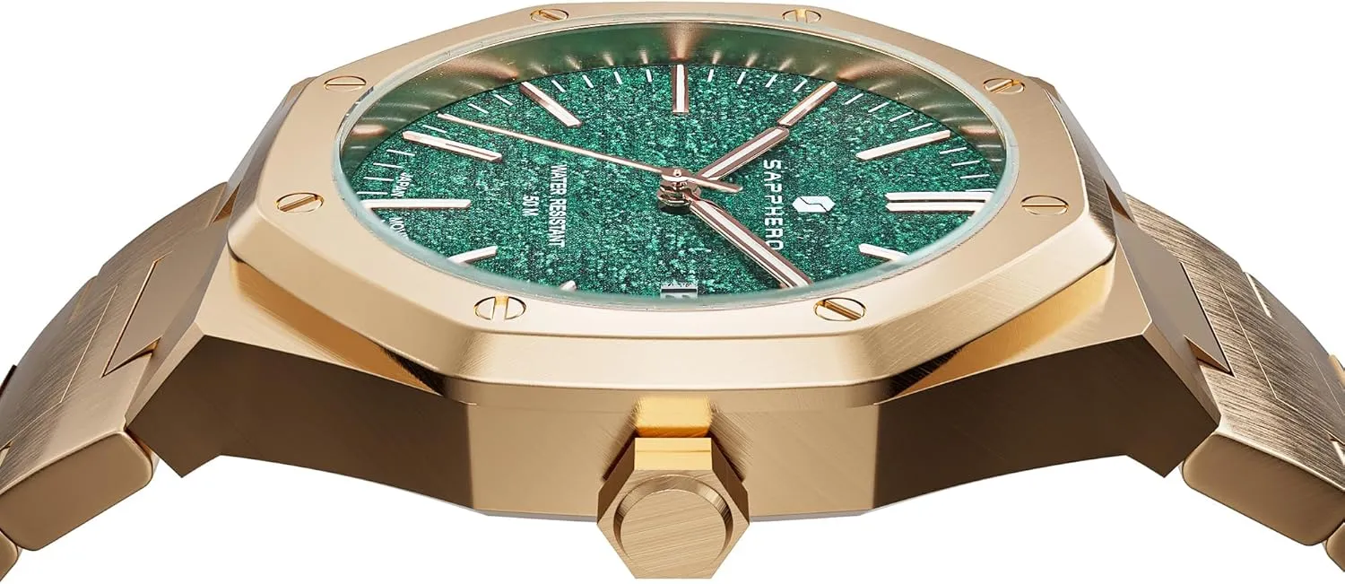 Wristwatch Luxury Analog Quartz Watch for Men with Date Elegant Mens SAPPHERO Men's Watch Octagonal Stainless Steel arsenic concentric leap hang engineer battle 30M Waterproof Luminous 