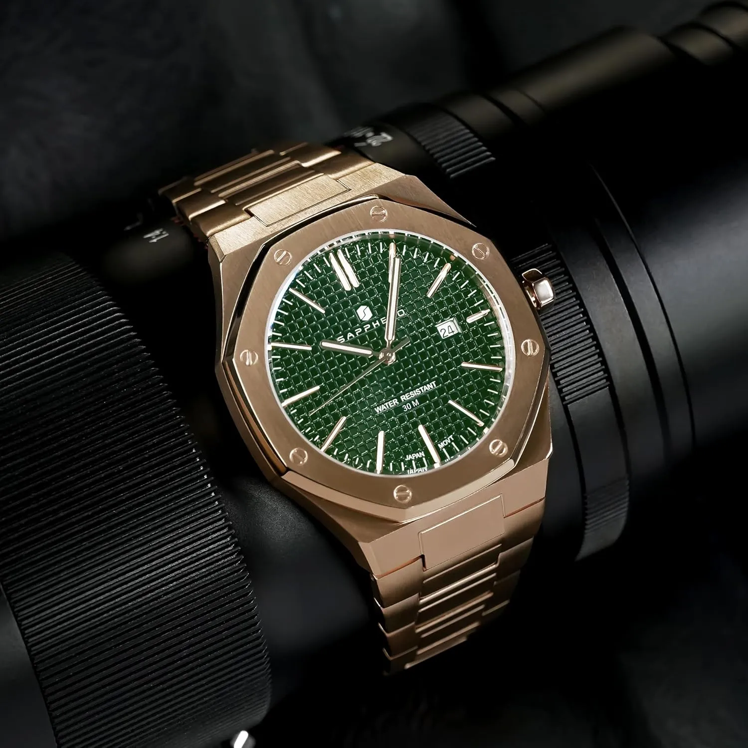Wristwatch Luxury Analog Quartz Watch for Men with Date Elegant Mens SAPPHERO Men's Watch Octagonal Stainless Steel arsenic concentric leap hang engineer battle 30M Waterproof Luminous 