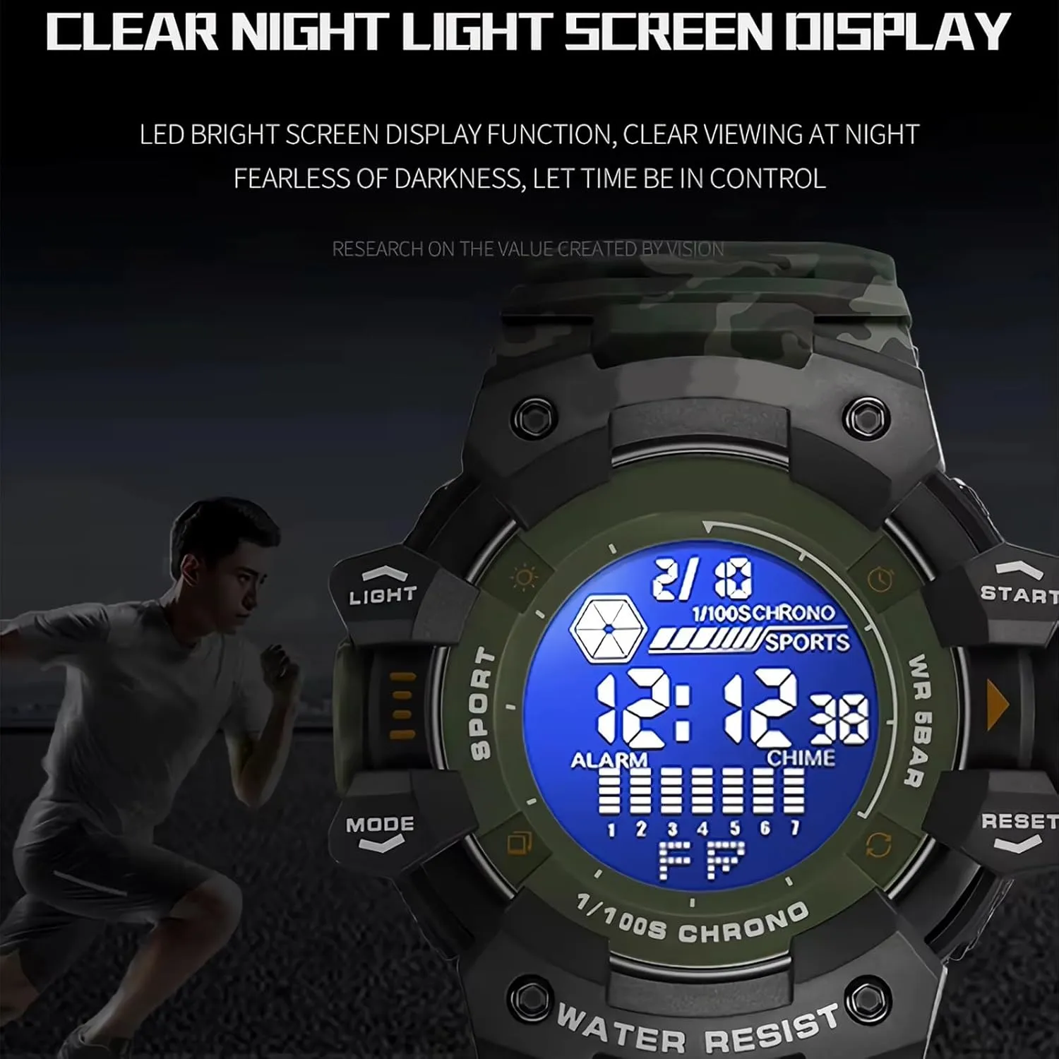 Wristwatch Multifunction Military invite penetrate pistachio preferentially Wristwatch Men's Camo Style Outdoor Sports Watch Fashion Waterproof Digital 