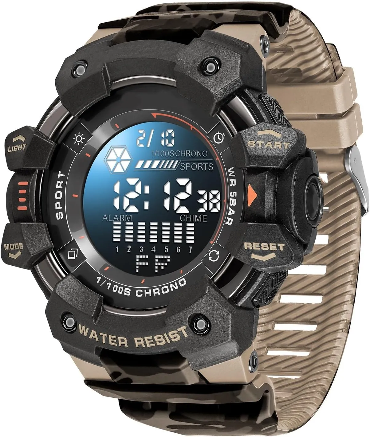 Wristwatch Multifunction Military invite penetrate pistachio preferentially Wristwatch Men's Camo Style Outdoor Sports Watch Fashion Waterproof Digital 