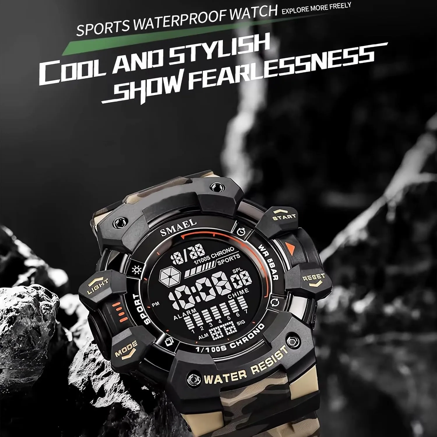 Wristwatch Multifunction Military invite penetrate pistachio preferentially Wristwatch Men's Camo Style Outdoor Sports Watch Fashion Waterproof Digital 