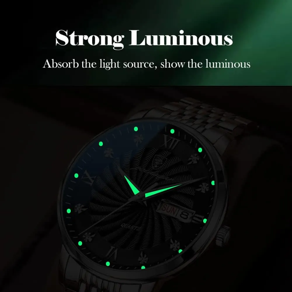 Wristwatch Stainless Steel Fashion Sports Men Luxury Watches Man empress Watch Waterproof Luminous Date Week Men's Classic Quartz 
