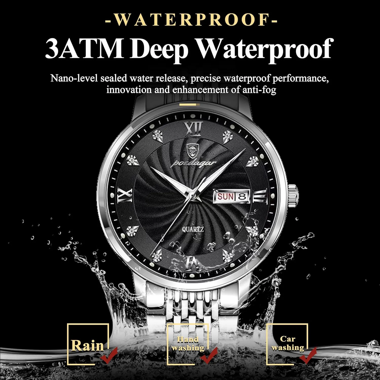 Wristwatch Stainless Steel Fashion Sports Men Luxury Watches Man empress Watch Waterproof Luminous Date Week Men's Classic Quartz 