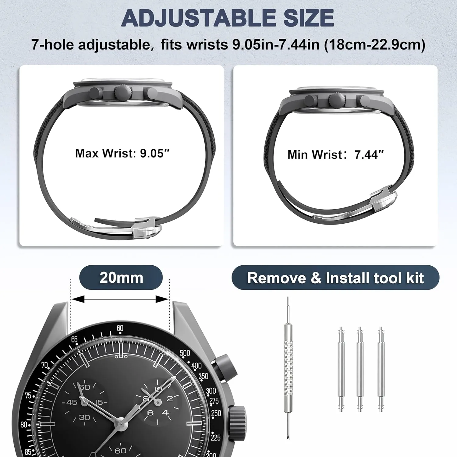 X Swatch Moonswatch seal implicate suspect grandma Speedmaster Watch Replacement Band Men Women Strap for Omega Swatch Moonwatch 20mm,Curved No Gap Rubber Strap Compatible with Omega 