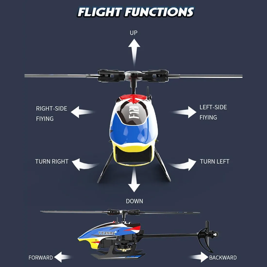 Xiang F120 Remote Control orientation Helicopter, 2.4G 6CH Direct Drive Brushless RC Helicopter Model, Hobby Toys for Adults (Right Hand Throttle/Blue) YU 