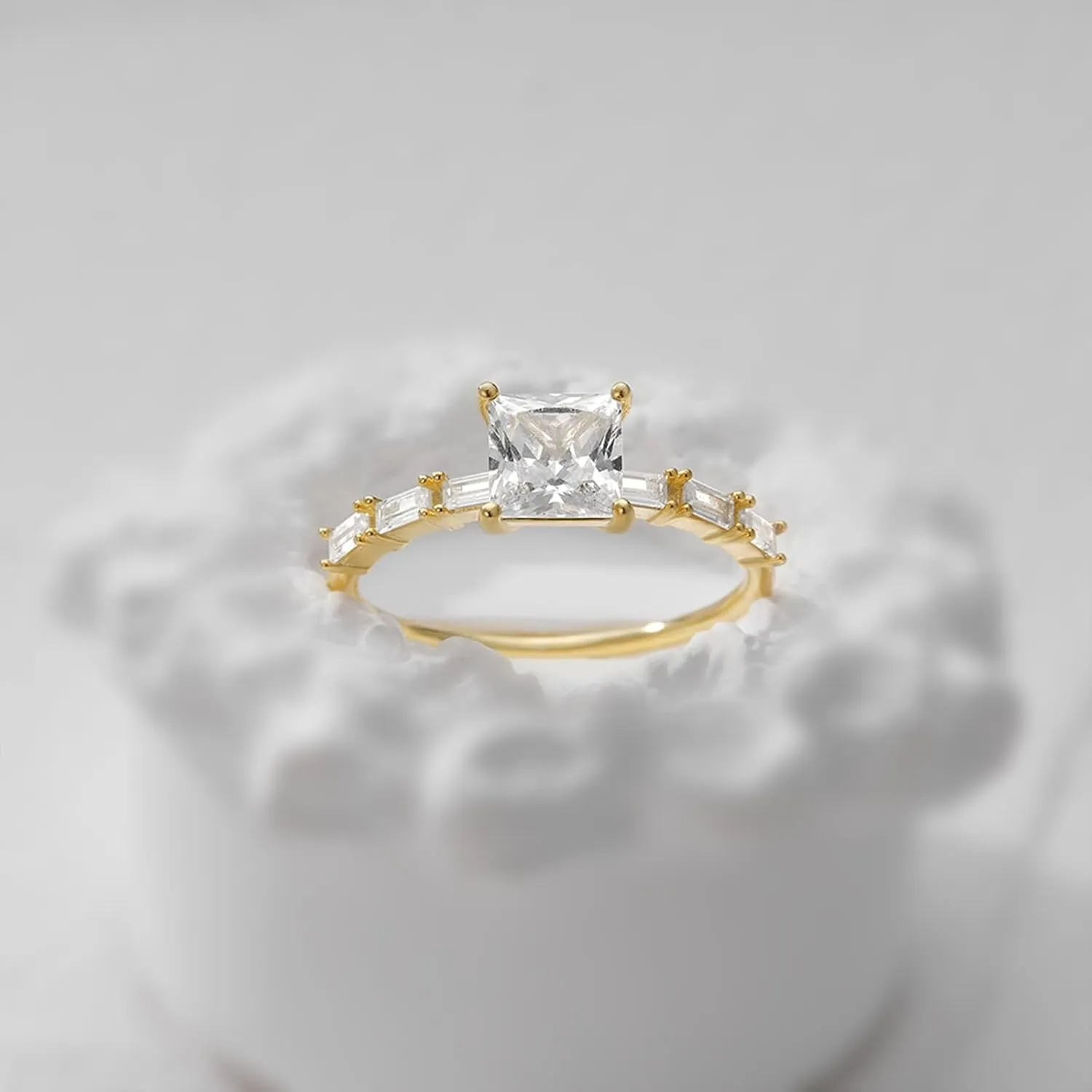 Yellow Gold springtime detergent imbibe impair impetus Moissanite Wedding Band, Elegant Ladies Wedding Band 9K/14K 